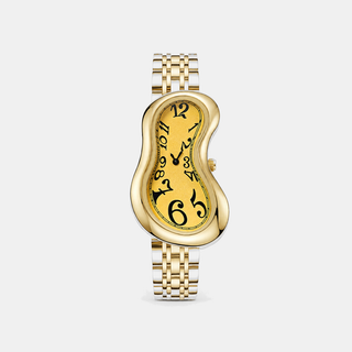 Warped Watch Jubilee Yellow front view with gold dial and gold bracelet