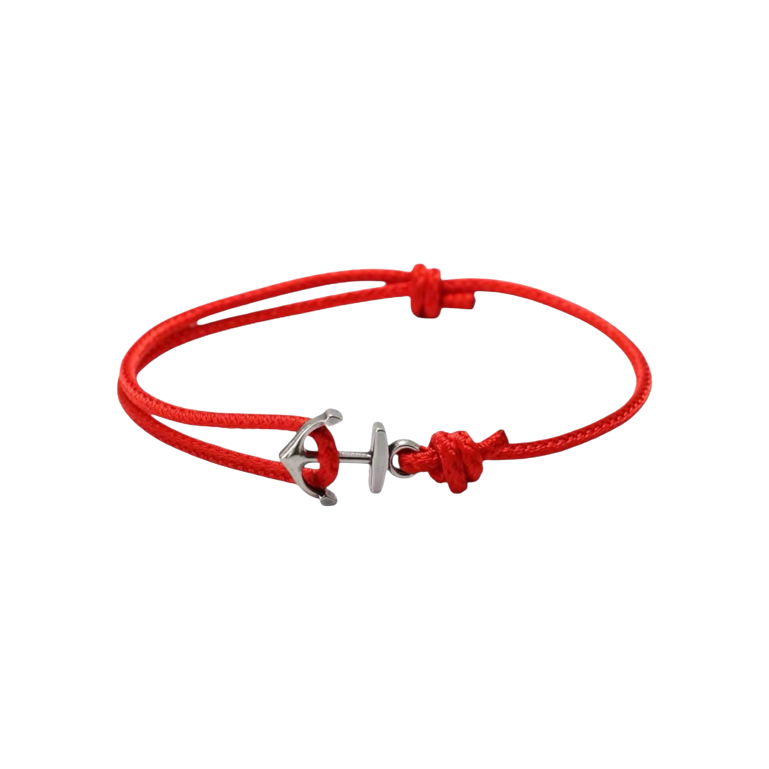 Red cord Old Money Anchor Bracelet with a silver-tone anchor closure
