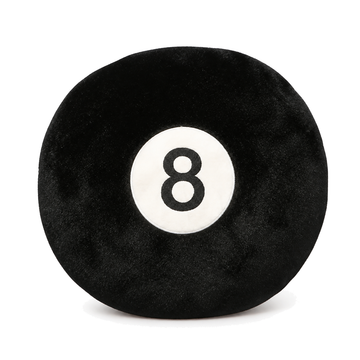 Black 8-Ball Pillow on a white background, straight-on product view