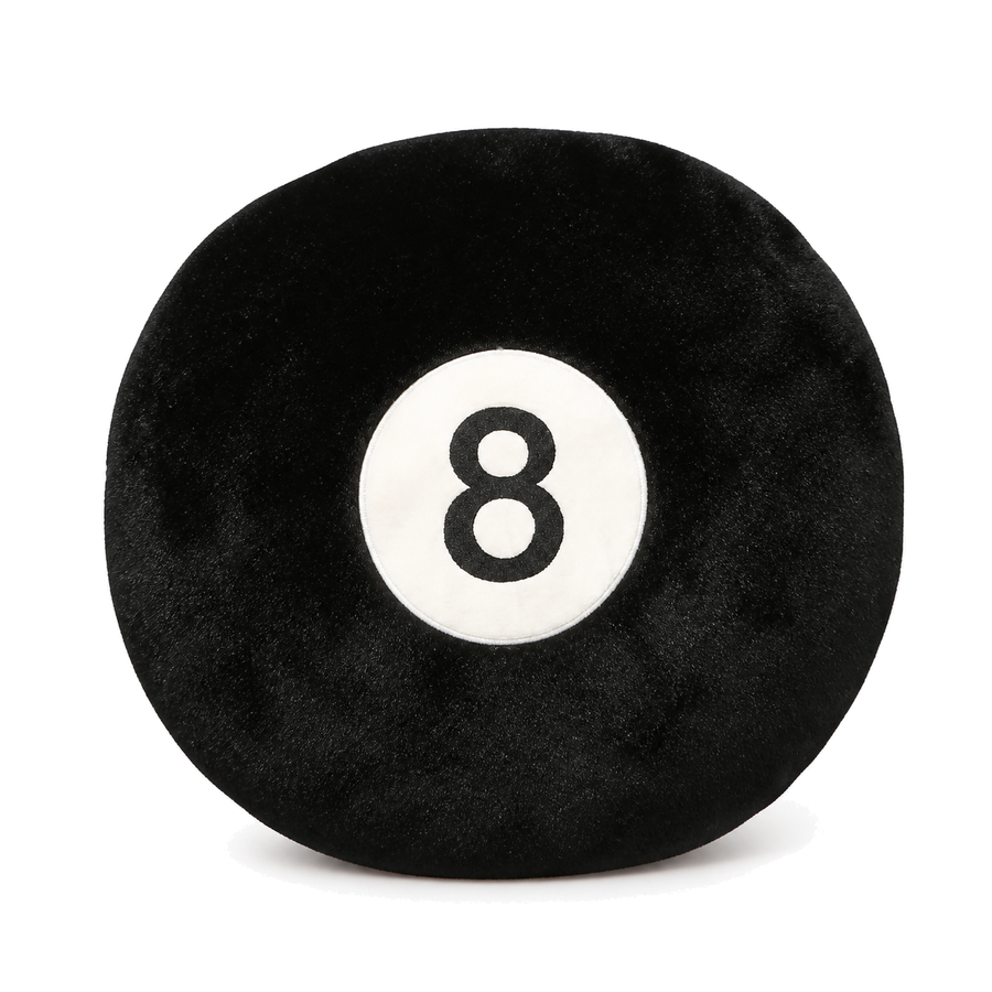 Black 8-Ball Pillow on a white background, straight-on product view