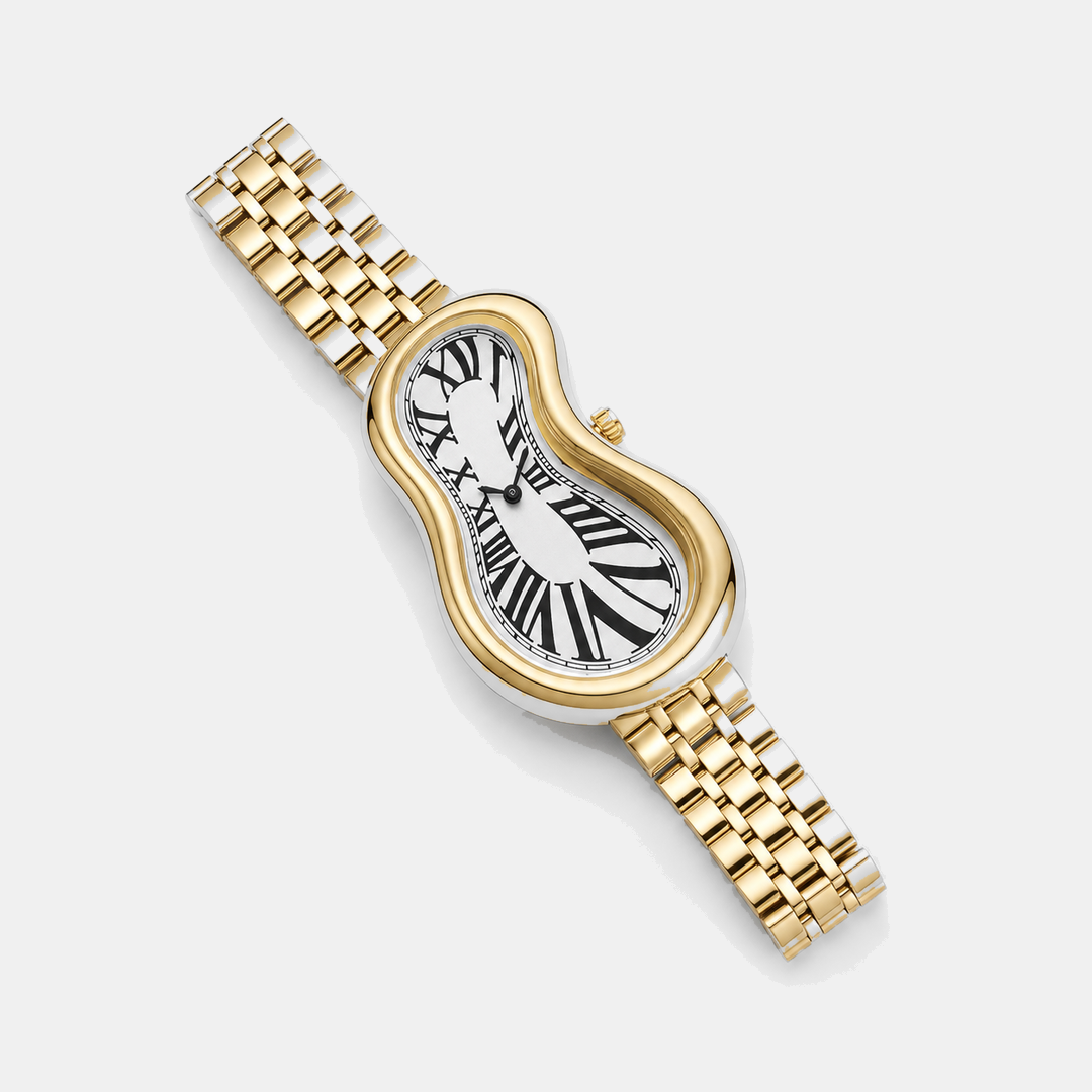 Warped Watch Jubilee Gold diagonal product view with gold-tone jubilee bracelet