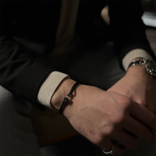 Old Money Anchor Bracelet by Ombré Noir black variant on wrist