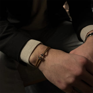 Old Money Anchor Bracelet by Ombré Noir tan variant on wrist