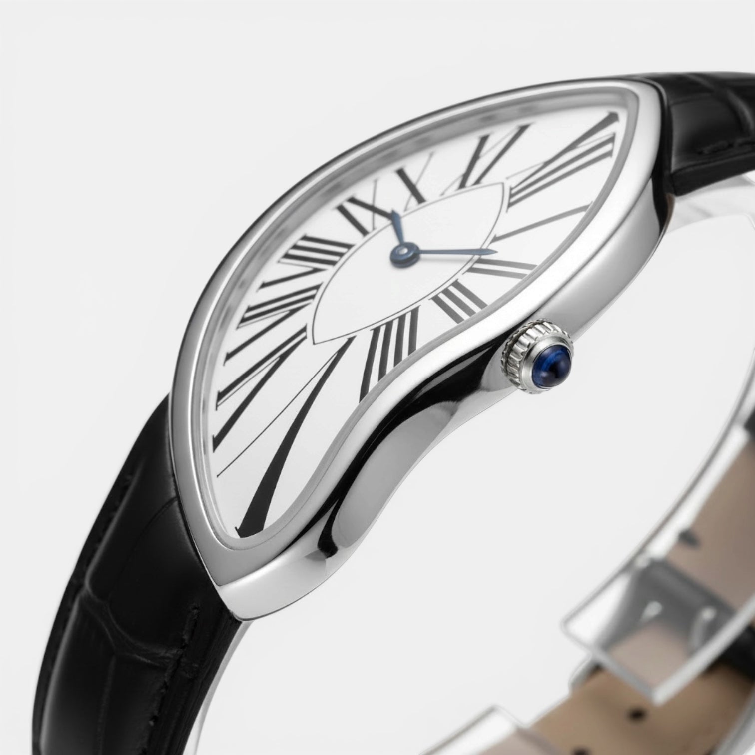 Melting Watch Silver by Ombré Noir dial close-up