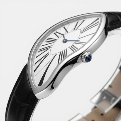 Melting Watch Silver by Ombré Noir dial close-up
