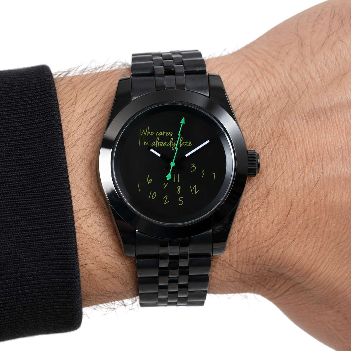 Already Late Midnight Automatic Watch — worn on wrist