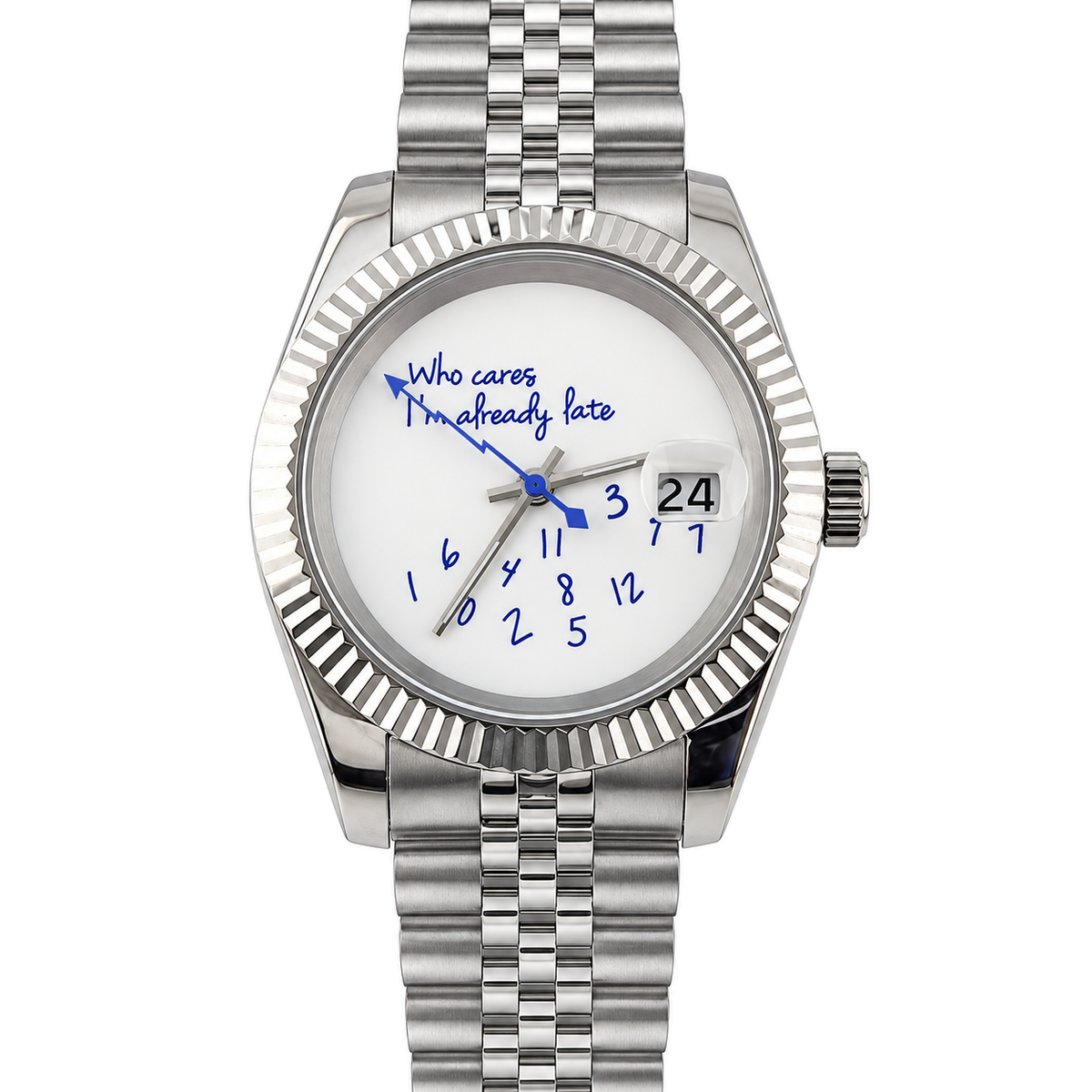 Already Late Steel Automatic Watch — front view