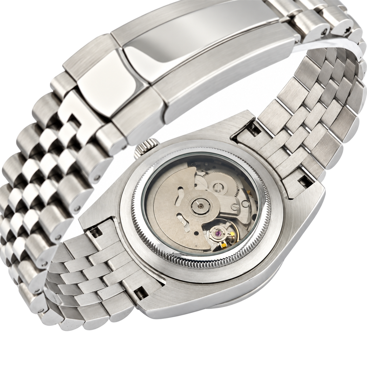 Already Late Steel Automatic Watch — rear view