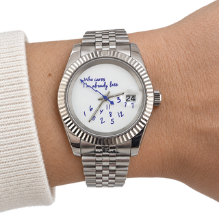 Already Late Steel Automatic Watch — worn on wrist