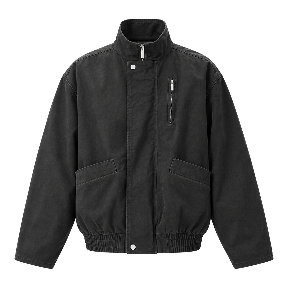Altitude Stand-Collar Bomber — dark grey grey front view