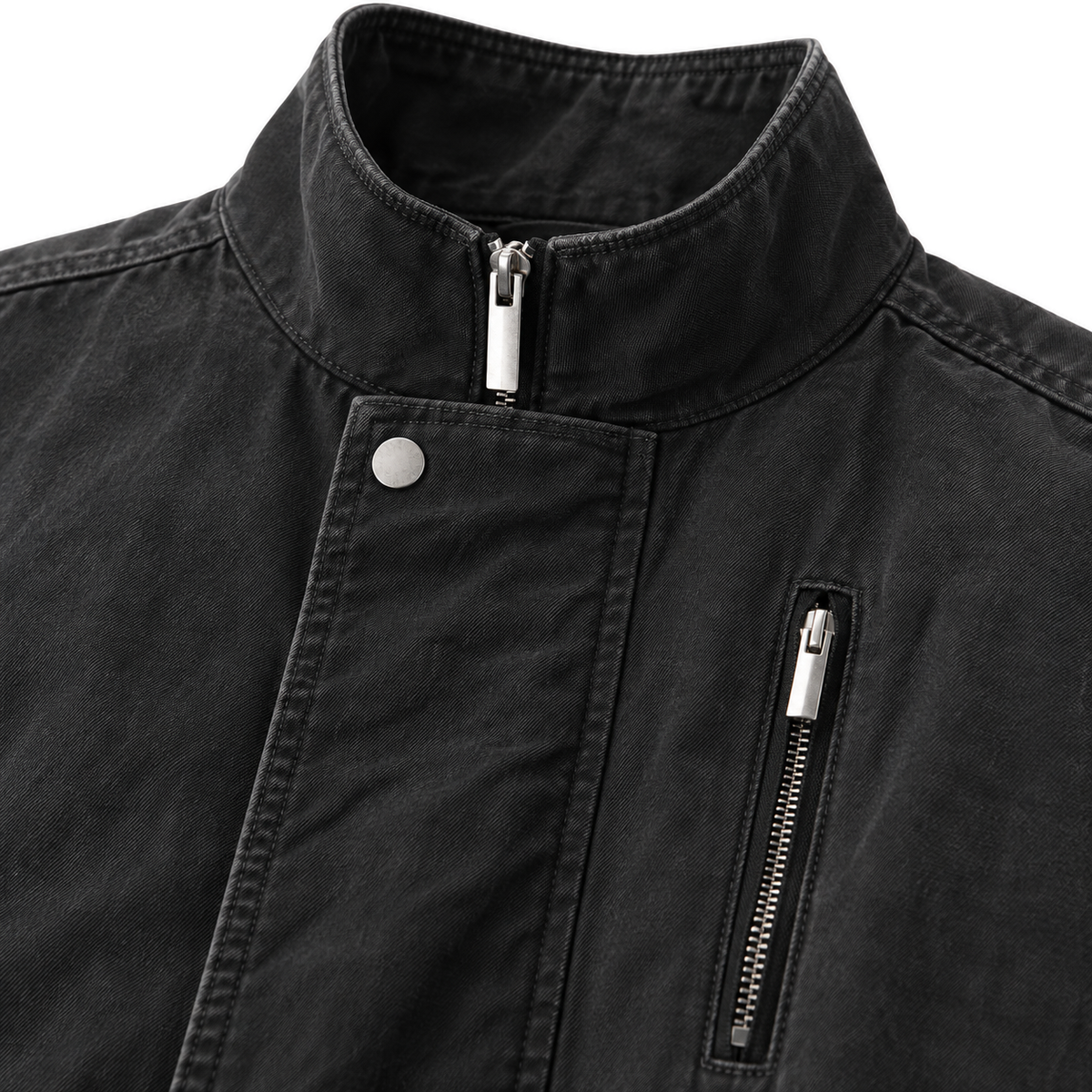 Altitude Stand-Collar Bomber — black construction detail