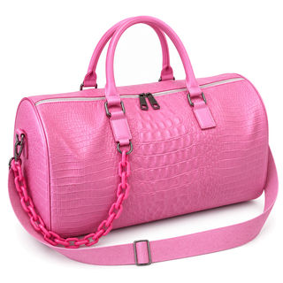Cadence Embossed Duffle — pink front view