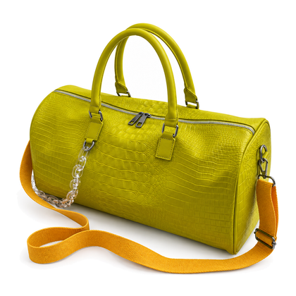 Cadence Embossed Duffle — yellow front view