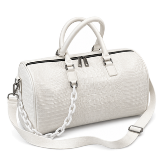 Cadence Embossed Duffle — white front view