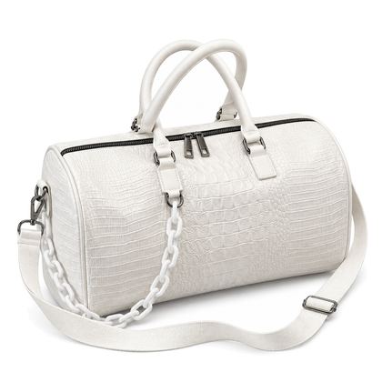 Cadence Embossed Duffle — white front view