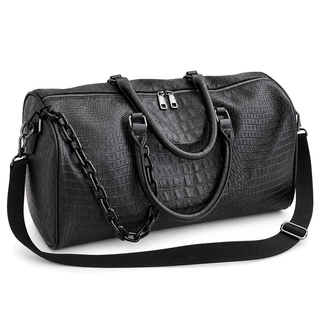 Cadence Embossed Duffle — black front view