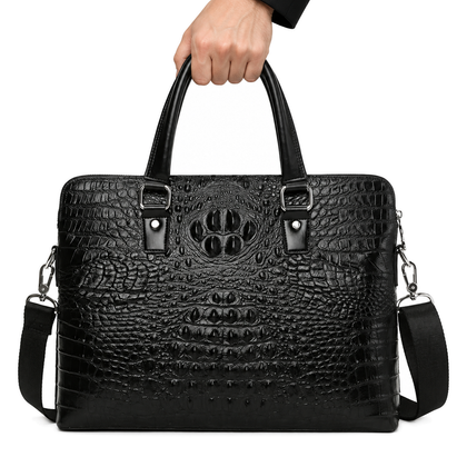 Caiman Relief Briefcase — hand-held view