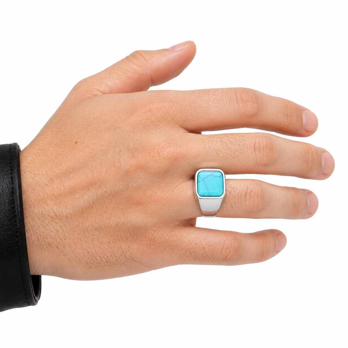 Cairn Turquoise Signet Ring — hand
