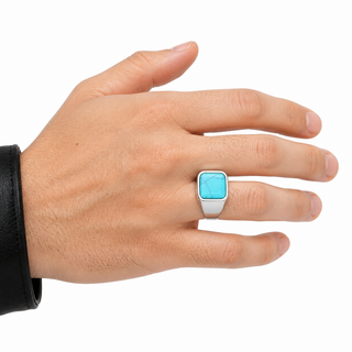 Cairn Turquoise Signet Ring — hand