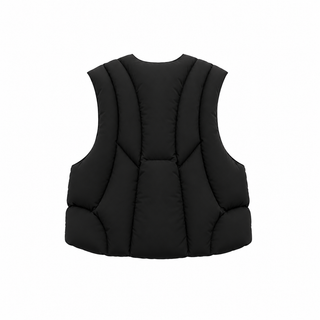 Channel Padded Vest — Black, back view