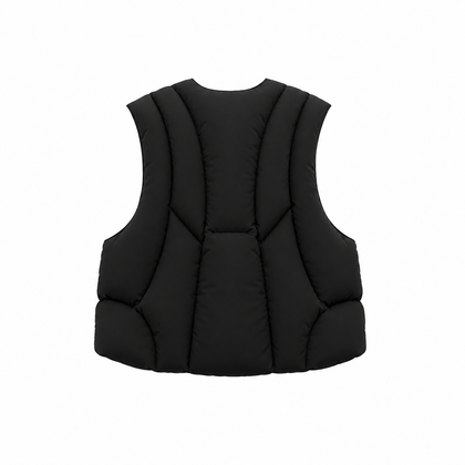 Channel Padded Vest — Black, back view