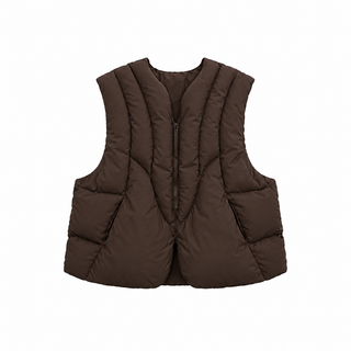 Channel Padded Vest — Coffee, coffee front view
