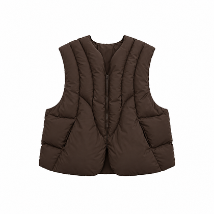 Channel Padded Vest — Coffee, coffee front view
