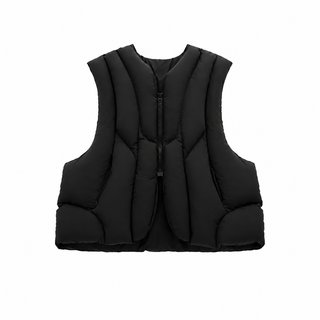 Channel Padded Vest — Black, front view
