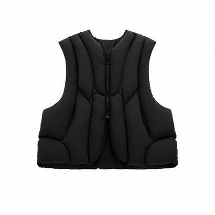 Channel Padded Vest — Black, front view