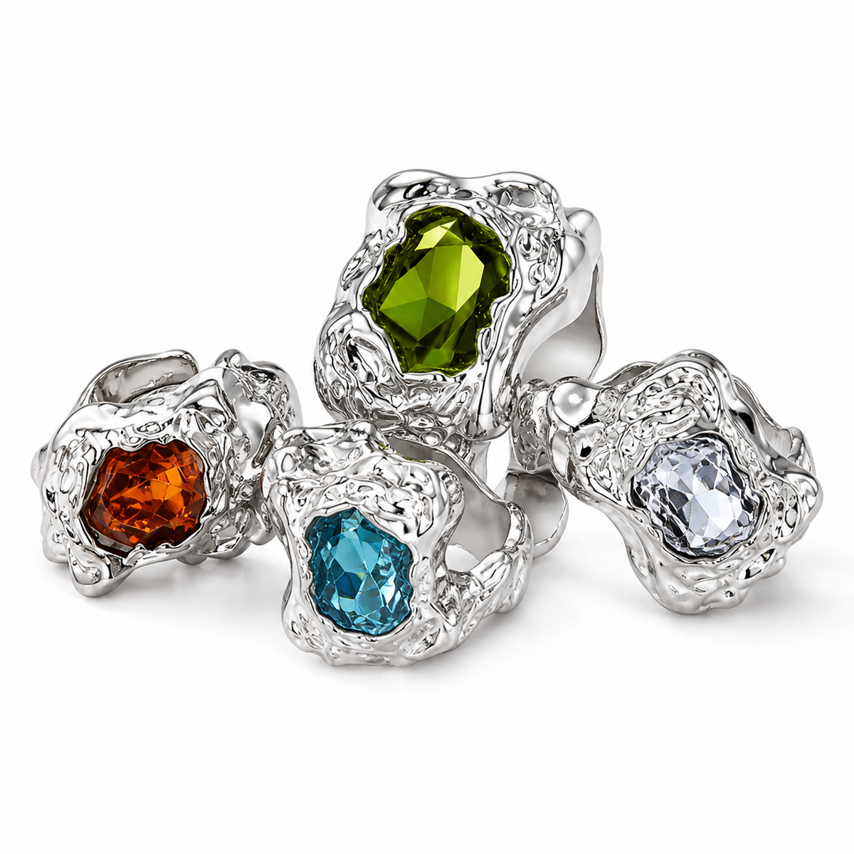 Chromaforge ring set zircon and metal detail on white