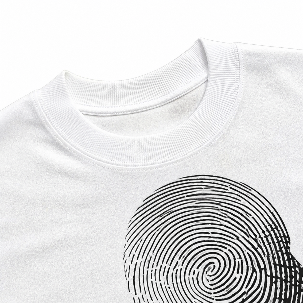Cipher Blanc Heavyweight T-Shirt fabric detail on white