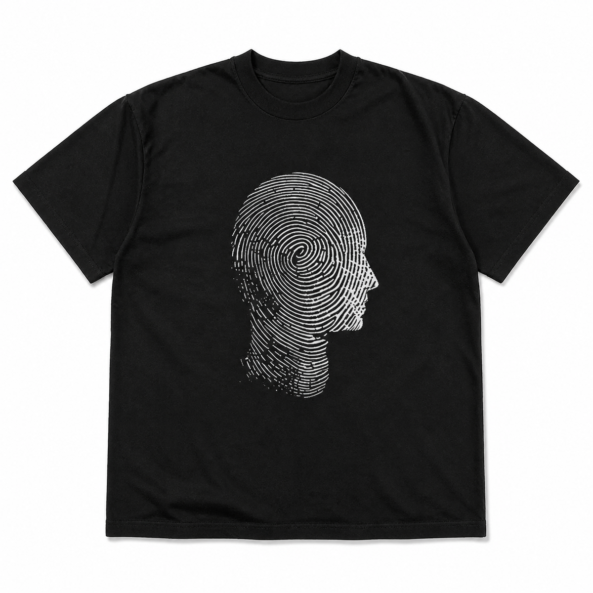 Cipher Noir Heavyweight T-Shirt front view on white