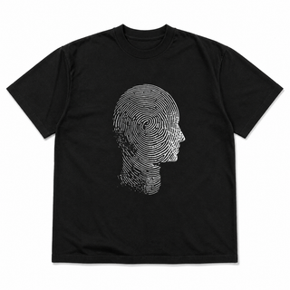 Cipher Noir Heavyweight T-Shirt front view on white