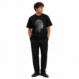 Model wearing the Cipher Noir Heavyweight T-Shirt on white