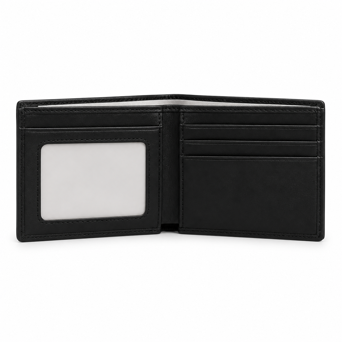 Citadel Crocodile Wallet black interior with ID window and slip pocket on white