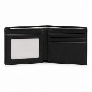 Citadel Crocodile Wallet black interior with ID window and slip pocket on white