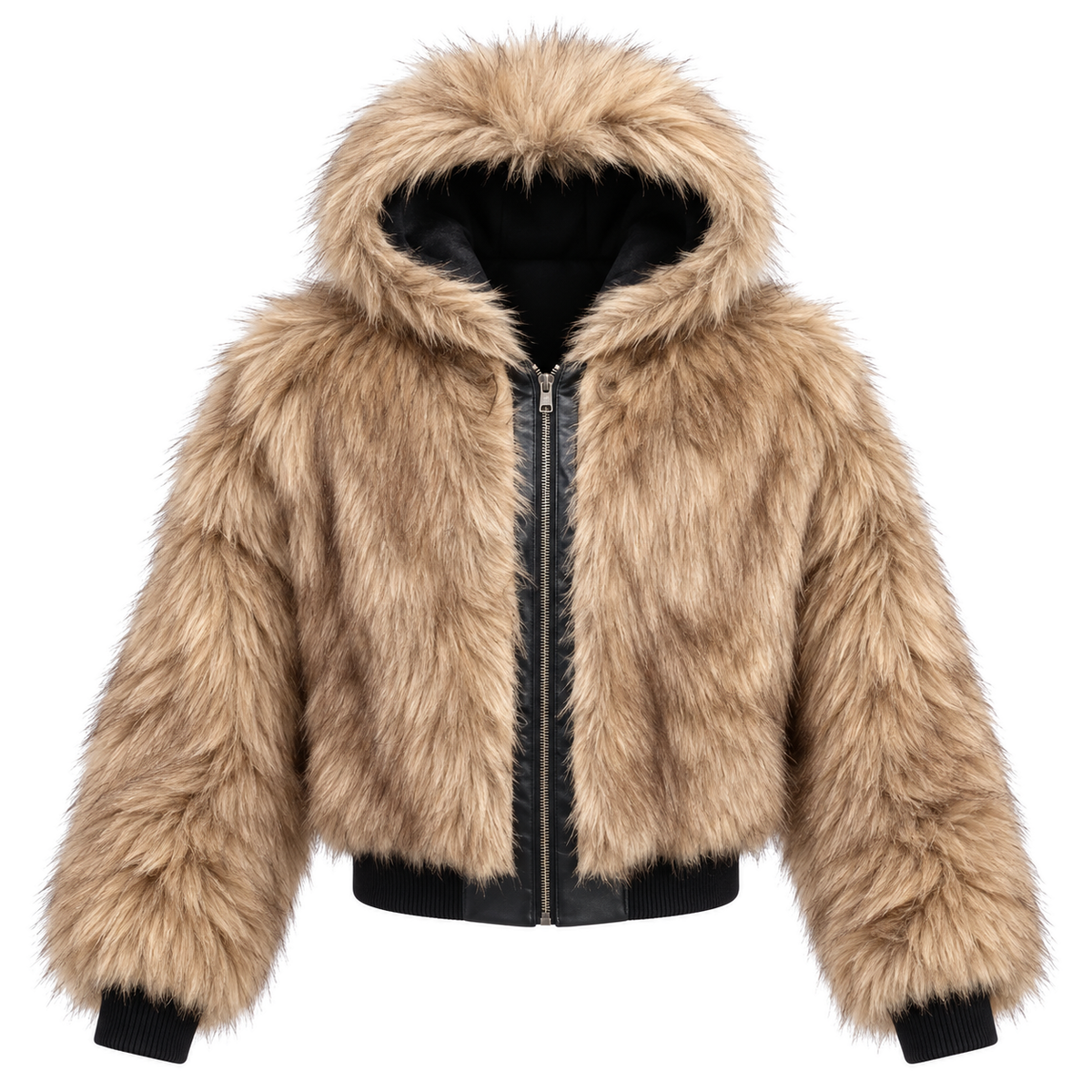 Dune Reversible Hooded Jacket — tan front view