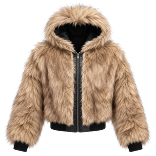 Dune Reversible Hooded Jacket — tan front view