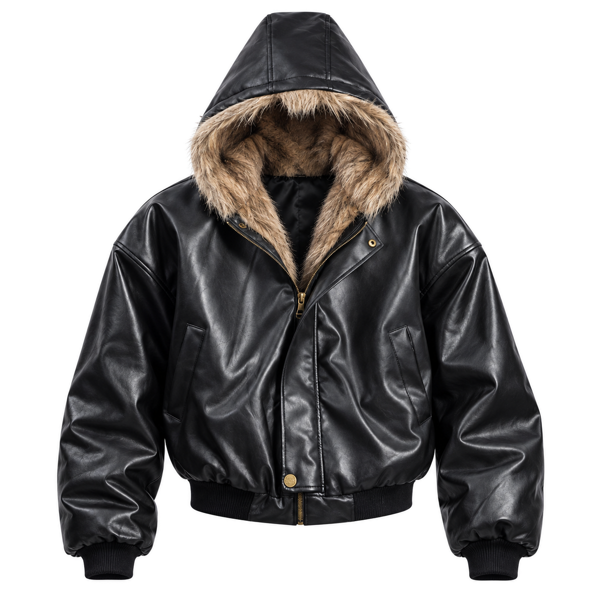 Dune Reversible Hooded Jacket — black front view