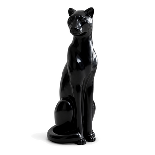 Dynasty Leopard Sculpture, gloss-black finish