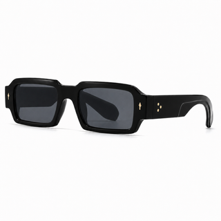 Milano square sunglasses in black with smoke lenses, 45-degree view