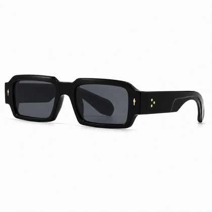 Milano square sunglasses in black with smoke lenses, 45-degree view