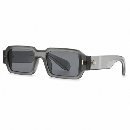 Milano square sunglasses in graphite gray with smoke lenses, 45-degree view