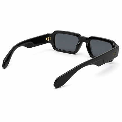 Milano square sunglasses folded, rear frame and temple view