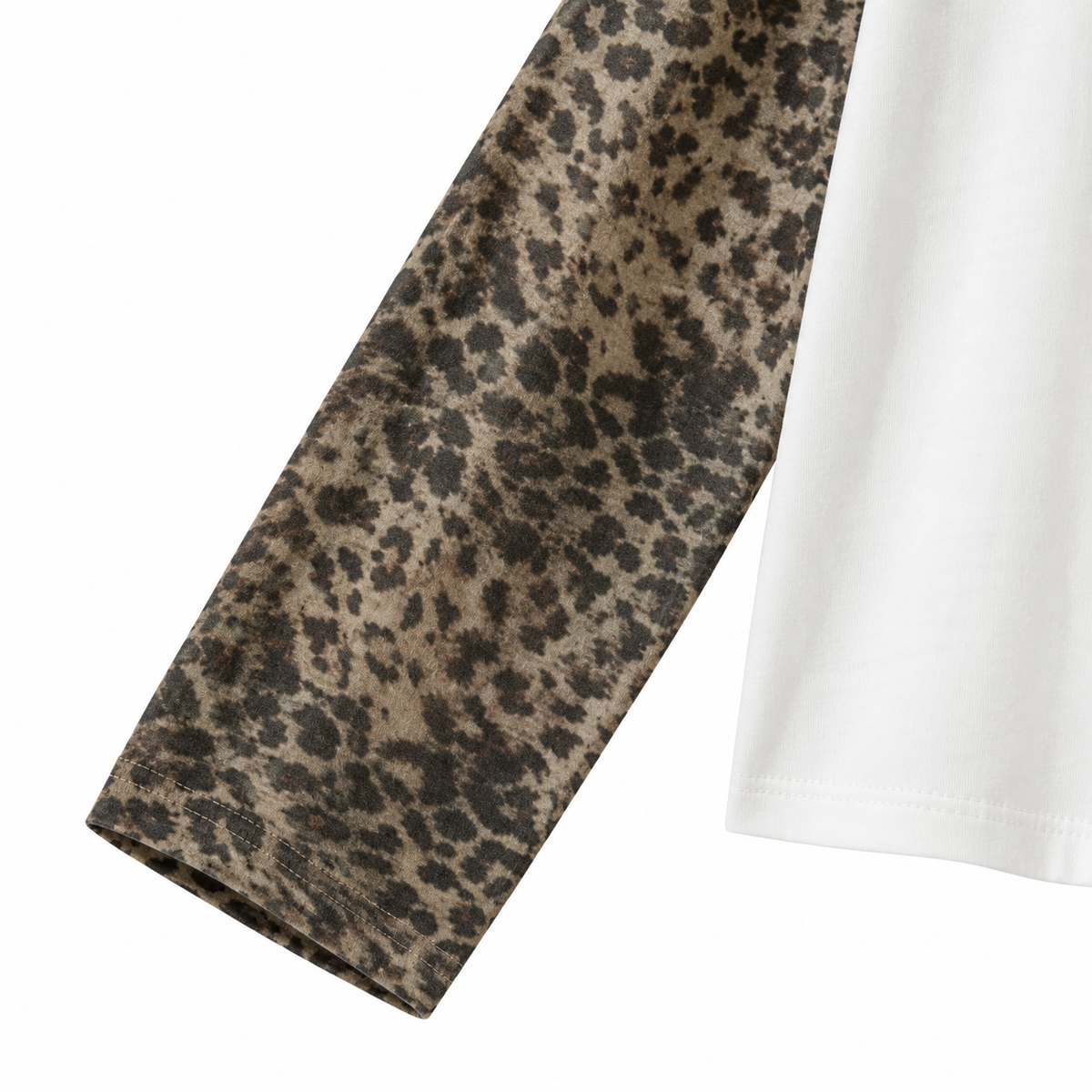 Feral Leopard Raglan Long-Sleeve Top in Brown, alternate detail close-up