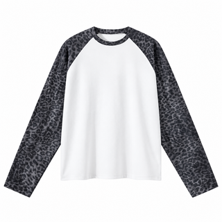 Feral Leopard Raglan Long-Sleeve Top in Gray, front view