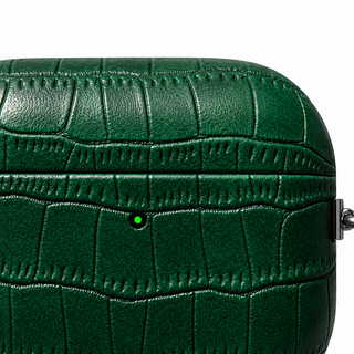 Folio Croc AirPods Case — Forest Green / Wide Emboss, detail view