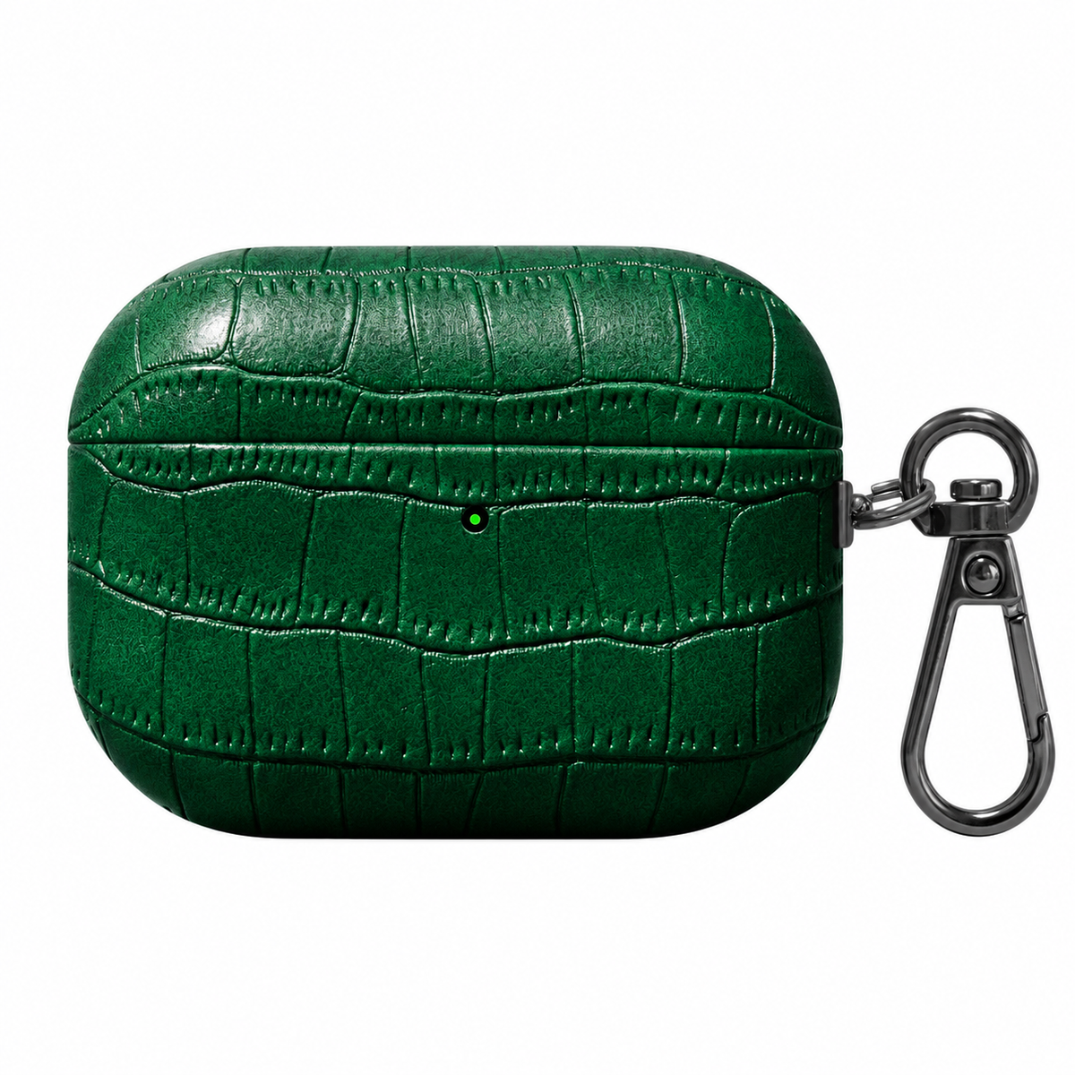 Folio Croc AirPods Case — Forest Green / Wide Emboss, front view