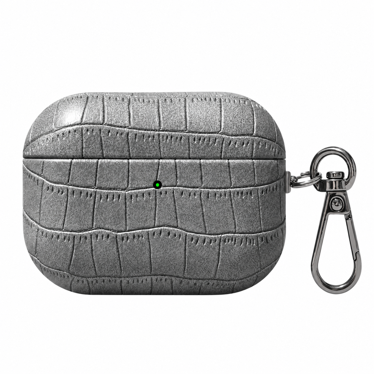 Folio Croc AirPods Case — Grey / Wide Emboss, front view