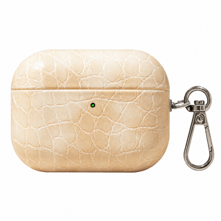 Folio Croc AirPods Case — Ivory / Irregular Emboss, front view